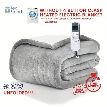 120V Electric Throw Heated Blanket – 10 Heat Levels, LCD, Auto Shut Off - InspiredGrabs.com